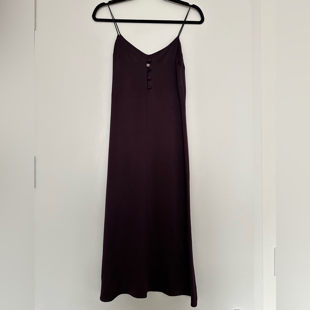 Reformation Silk Long Dress in deep Purple